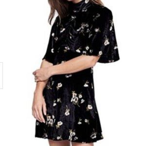 Free People Be My Baby Velvet Floral Print High Neck Mini Dress - Never Worn!